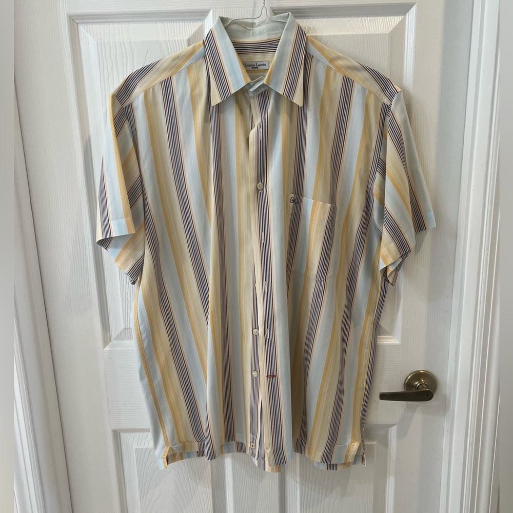 CHRISTIAN LACROIX Men's Striped Cotton Short Sleeve Shirt